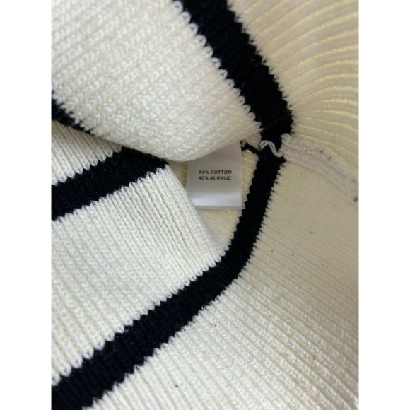 Evereve Womens Sweater L Vest Striped Short Sleeve Cotton Blend Black/White - Picture 10 of 10